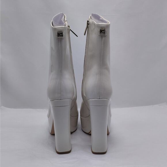 GUESS Byra Platform Ankle Boots Womens 7.5 Ivory Retro 70's Block High Heel Gogo - Picture 10 of 14
